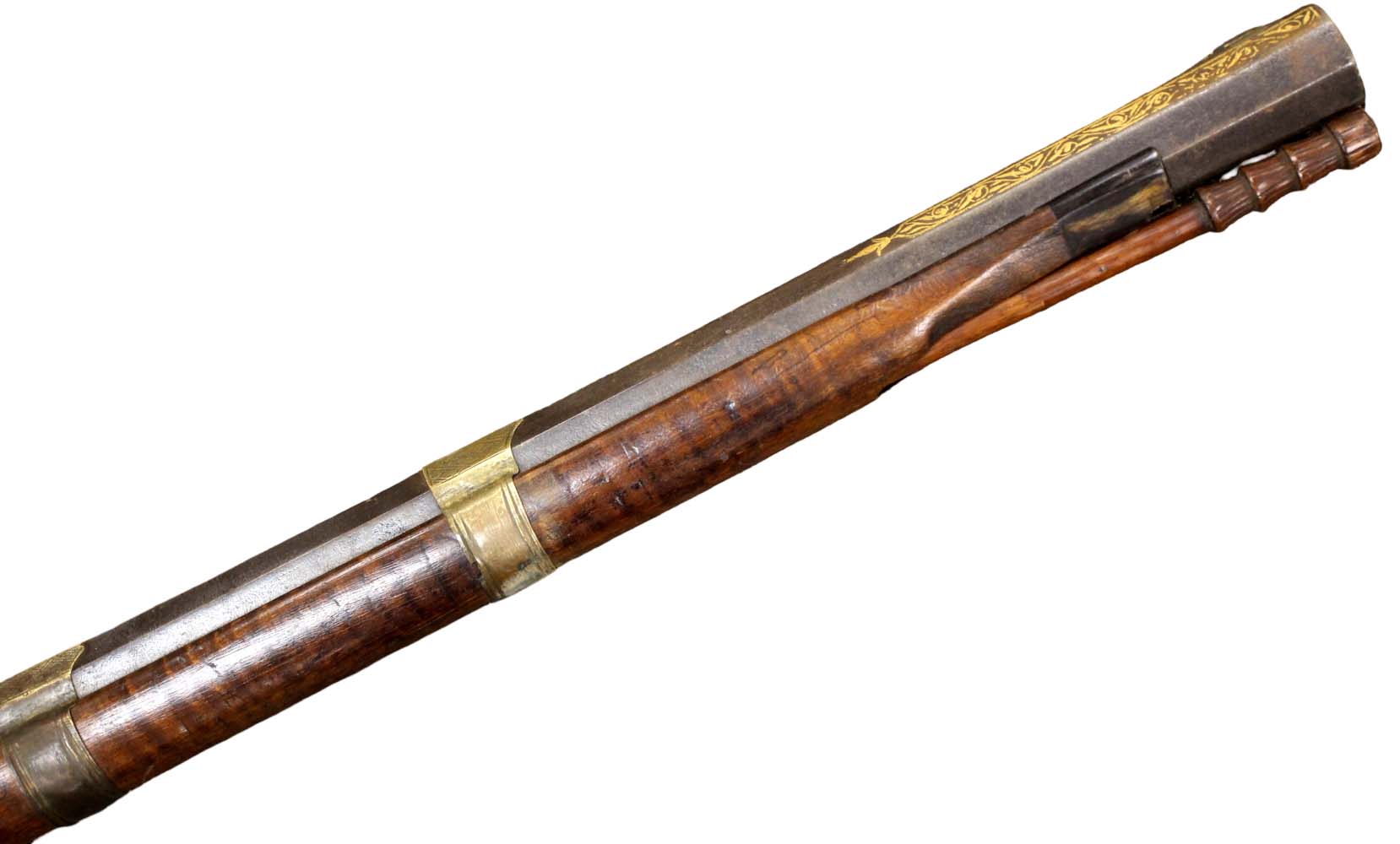 Very Fine Gold Damascened & Mother of Pearl Inlaid Islamic Ottoman Turkish TOUFEK Rifle Musket with Engraved Brass Mounts. A Gorgeous Exampl