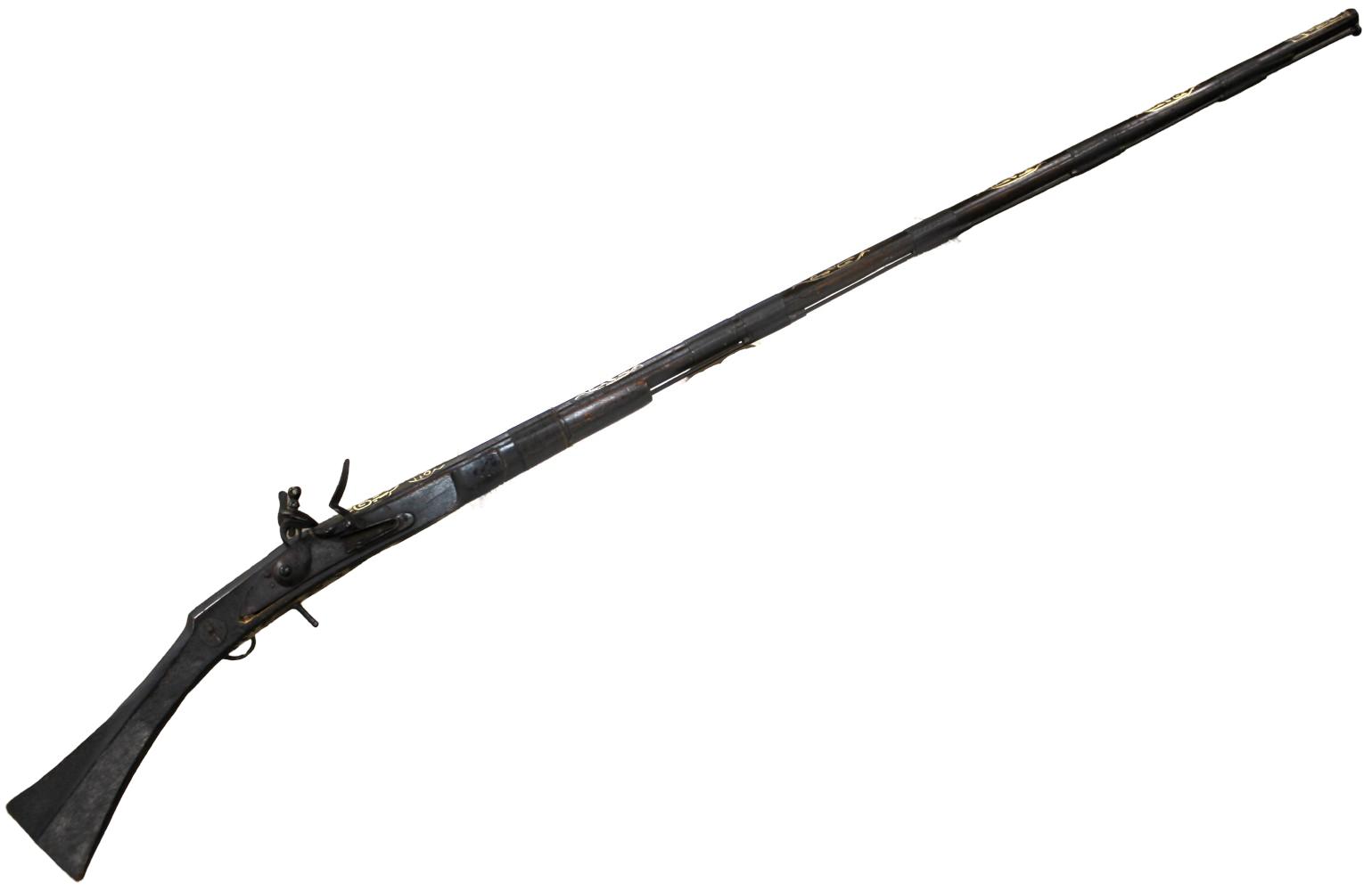 18TH-19TH C. INDO-PERSIAN SILVER-DECORATED FLINTLOCK RIFLE