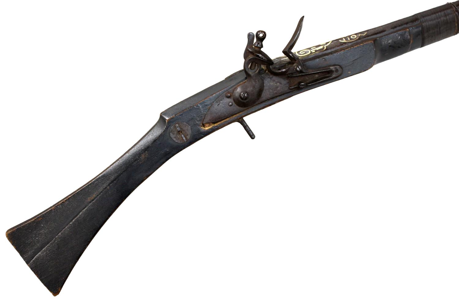 18TH-19TH C. INDO-PERSIAN SILVER-DECORATED FLINTLOCK RIFLE
