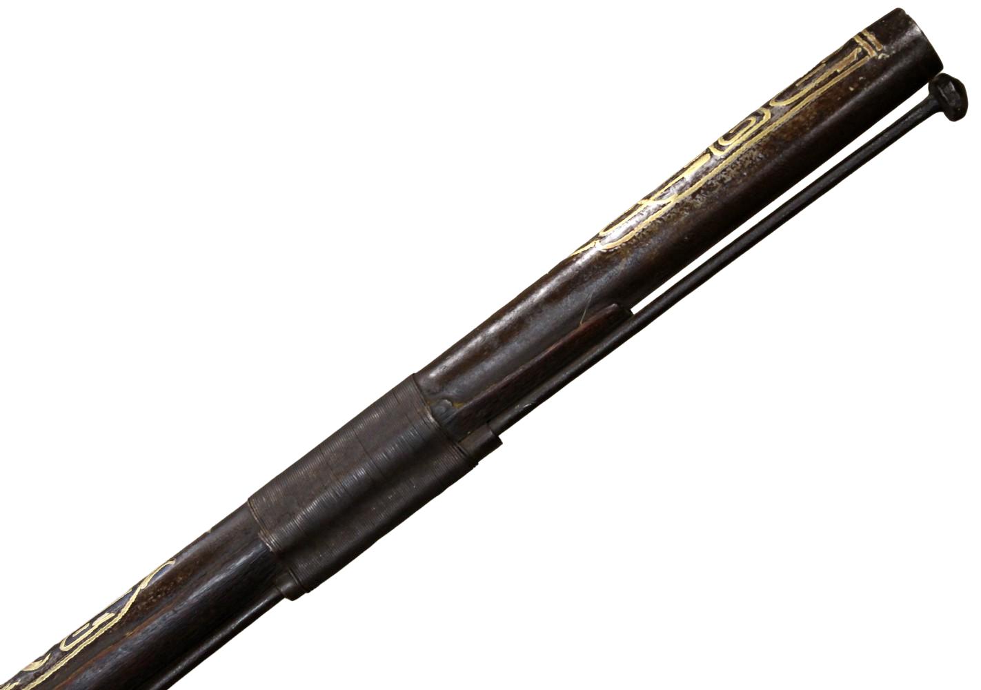 18TH-19TH C. INDO-PERSIAN SILVER-DECORATED FLINTLOCK RIFLE