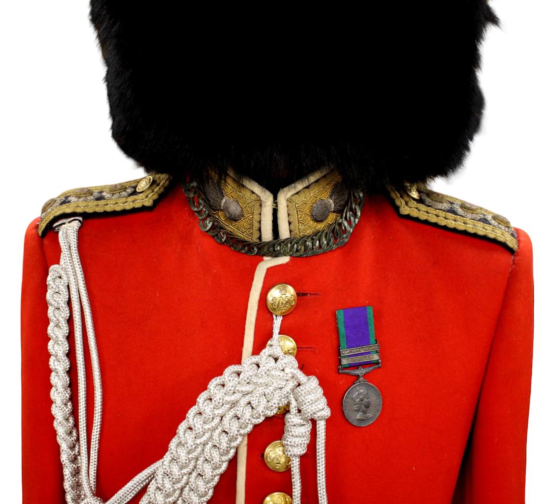 BRITISH FOOT GUARDS OFFICERS SCARLET FULL DRESS UNIFORM WITH BEARSKIN and GSM