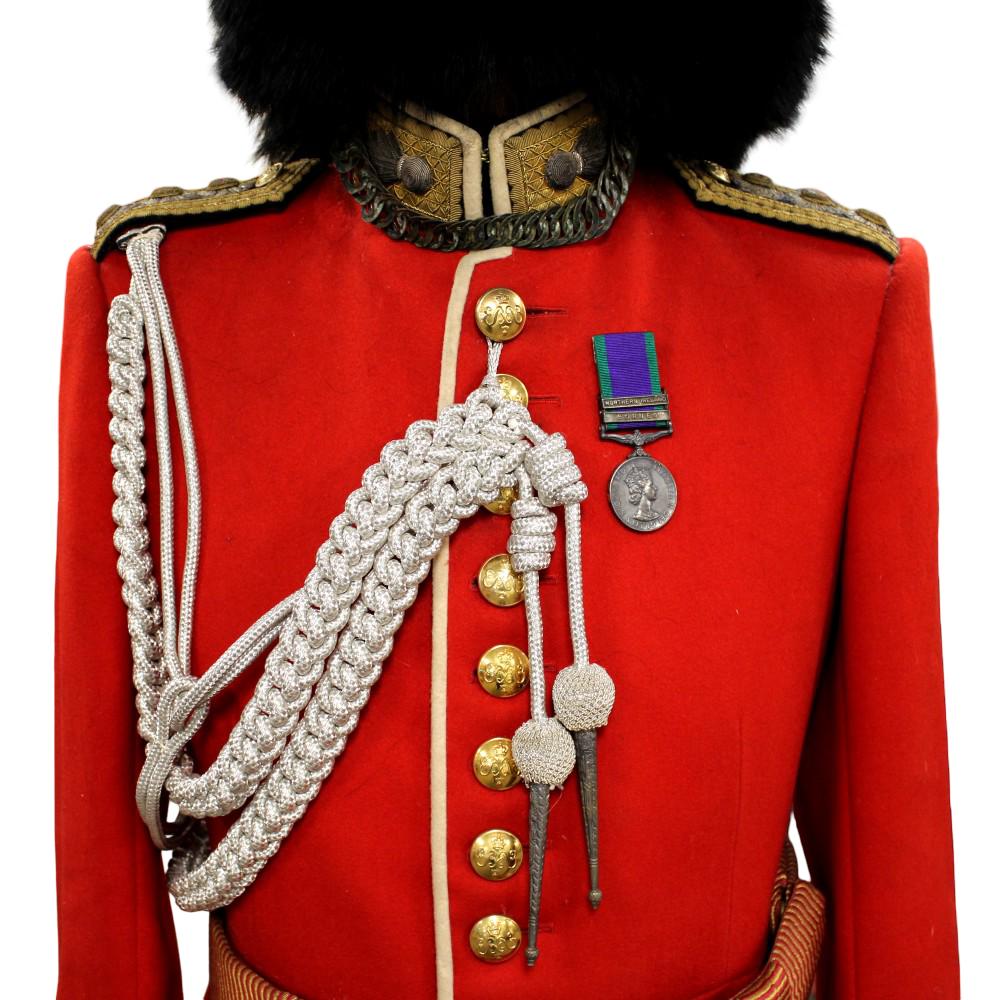 BRITISH FOOT GUARDS OFFICERS SCARLET FULL DRESS UNIFORM WITH BEARSKIN and GSM