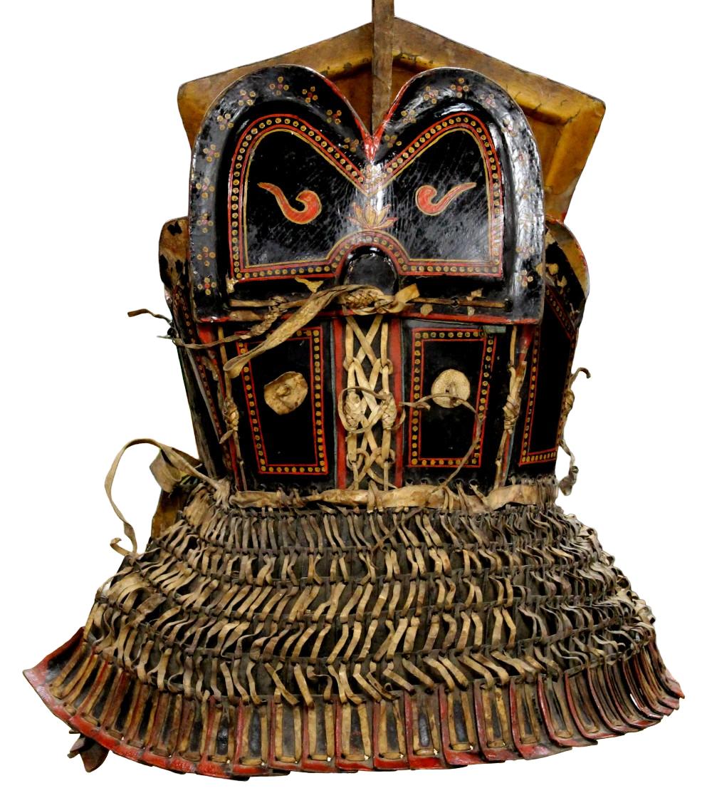 Antique Yi Nuosu Armor Cuirass, 18th - 19th C., China. Wood, leather, lacquer.
