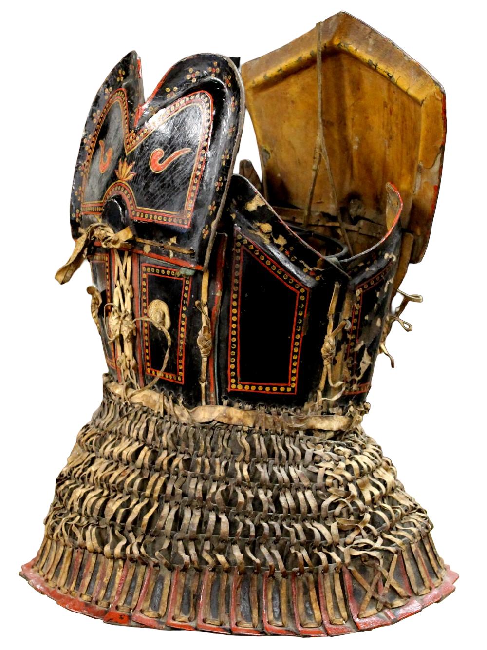 Antique Yi Nuosu Armor Cuirass, 18th - 19th C., China. Wood, leather, lacquer.