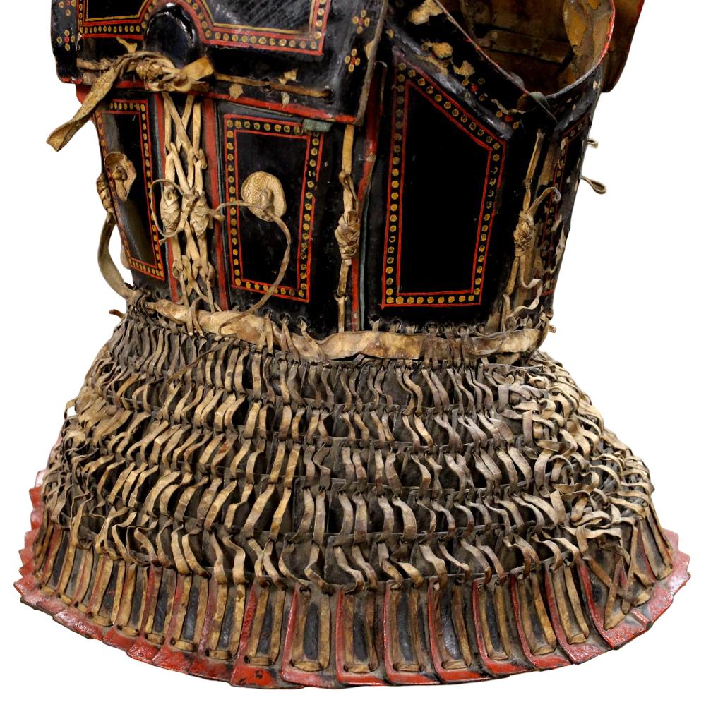 Antique Yi Nuosu Armor Cuirass, 18th - 19th C., China. Wood, leather, lacquer.