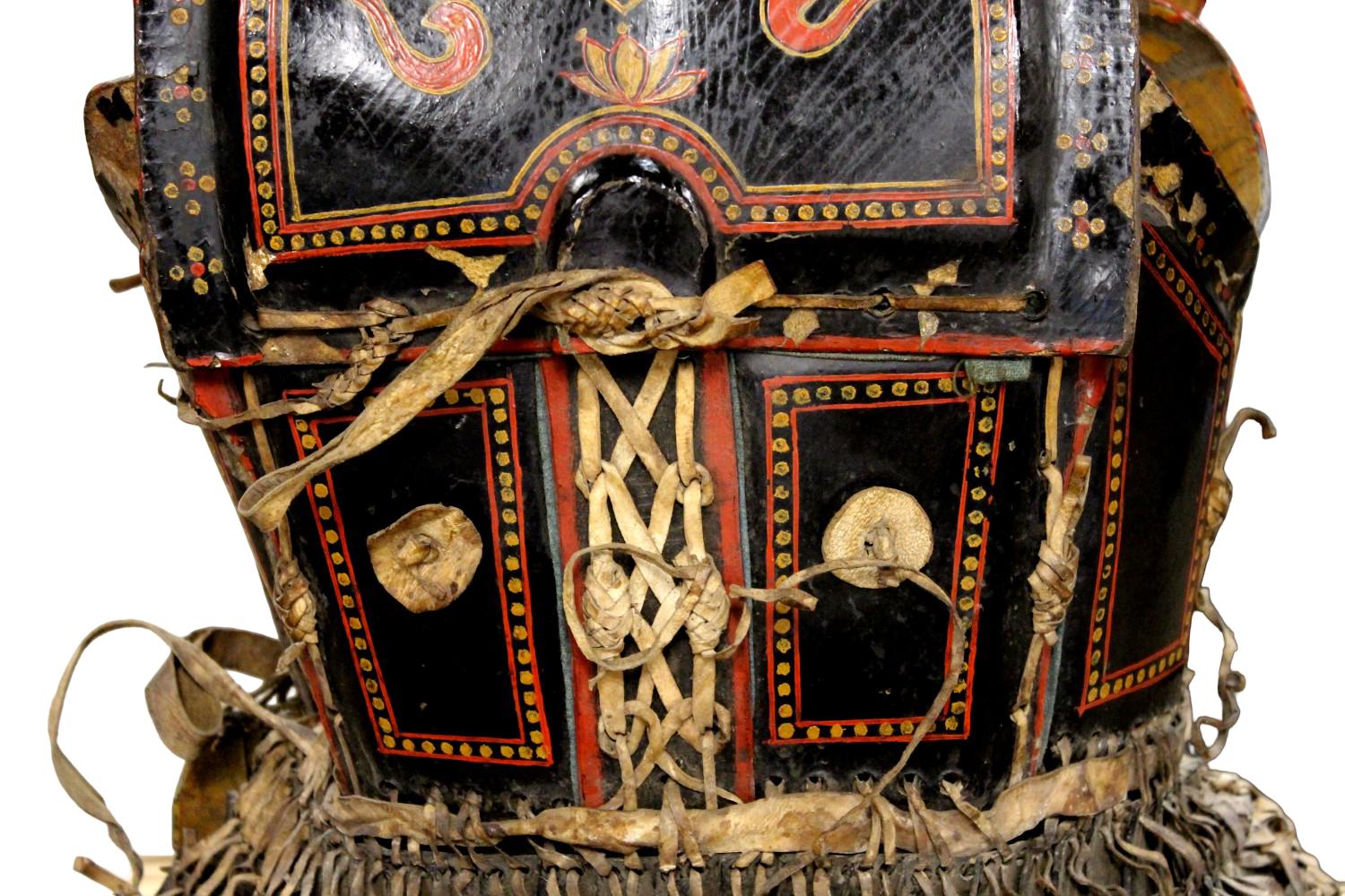 Antique Yi Nuosu Armor Cuirass, 18th - 19th C., China. Wood, leather, lacquer.