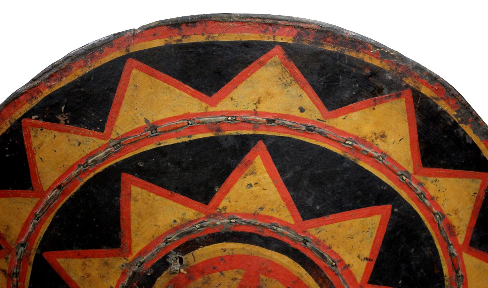 RARE 17th -18th C. CHINESE YI (LOLO) PAINTED SHIELD, SICHUAN