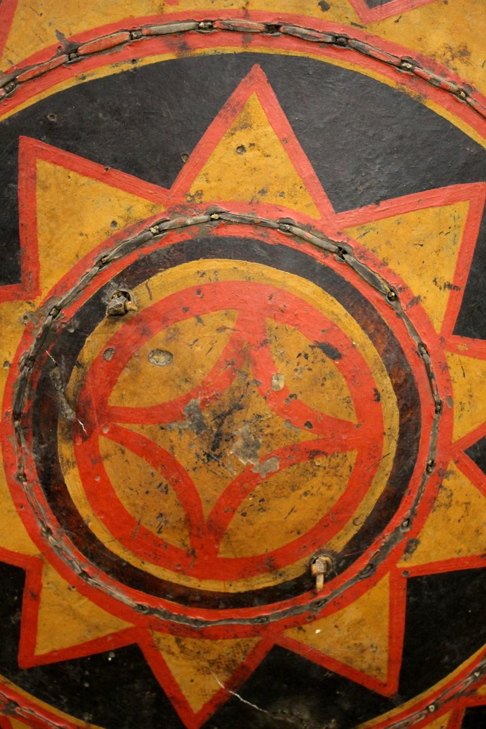 RARE 17th -18th C. CHINESE YI (LOLO) PAINTED SHIELD, SICHUAN