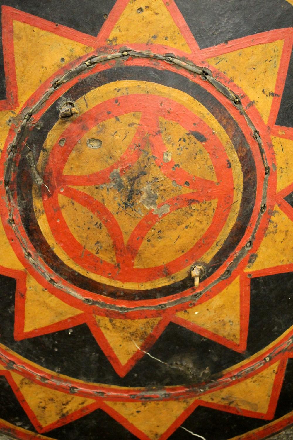 RARE 17th -18th C. CHINESE YI (LOLO) PAINTED SHIELD, SICHUAN