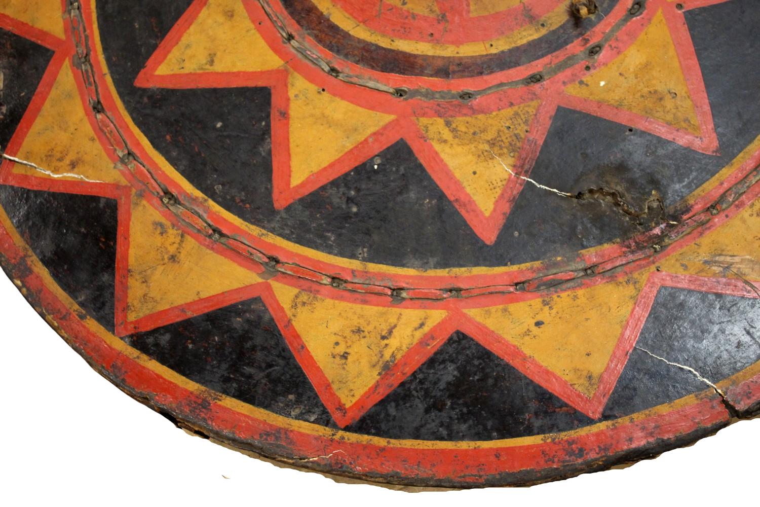RARE 17th -18th C. CHINESE YI (LOLO) PAINTED SHIELD, SICHUAN