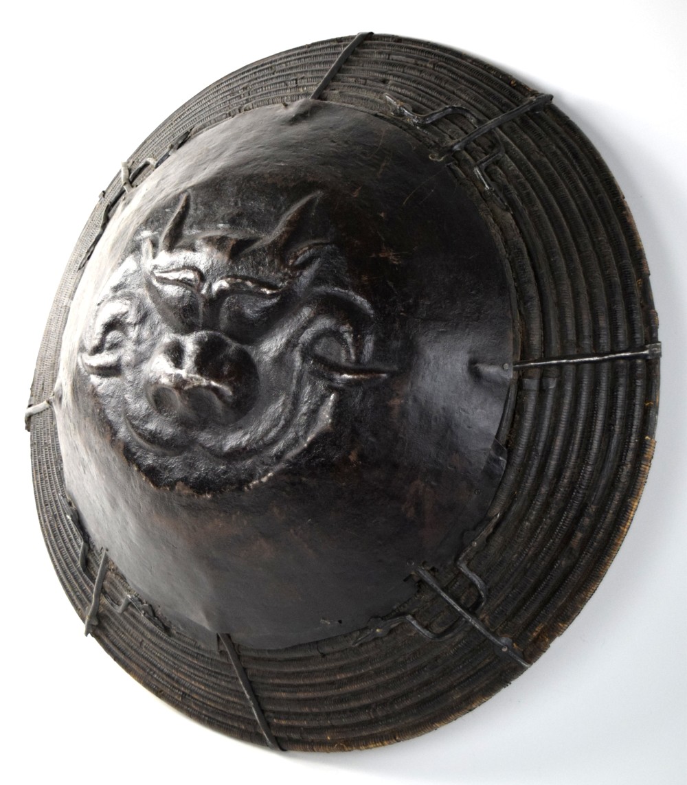 Antique Iron And Willow Chinese Shield Large And Unusual