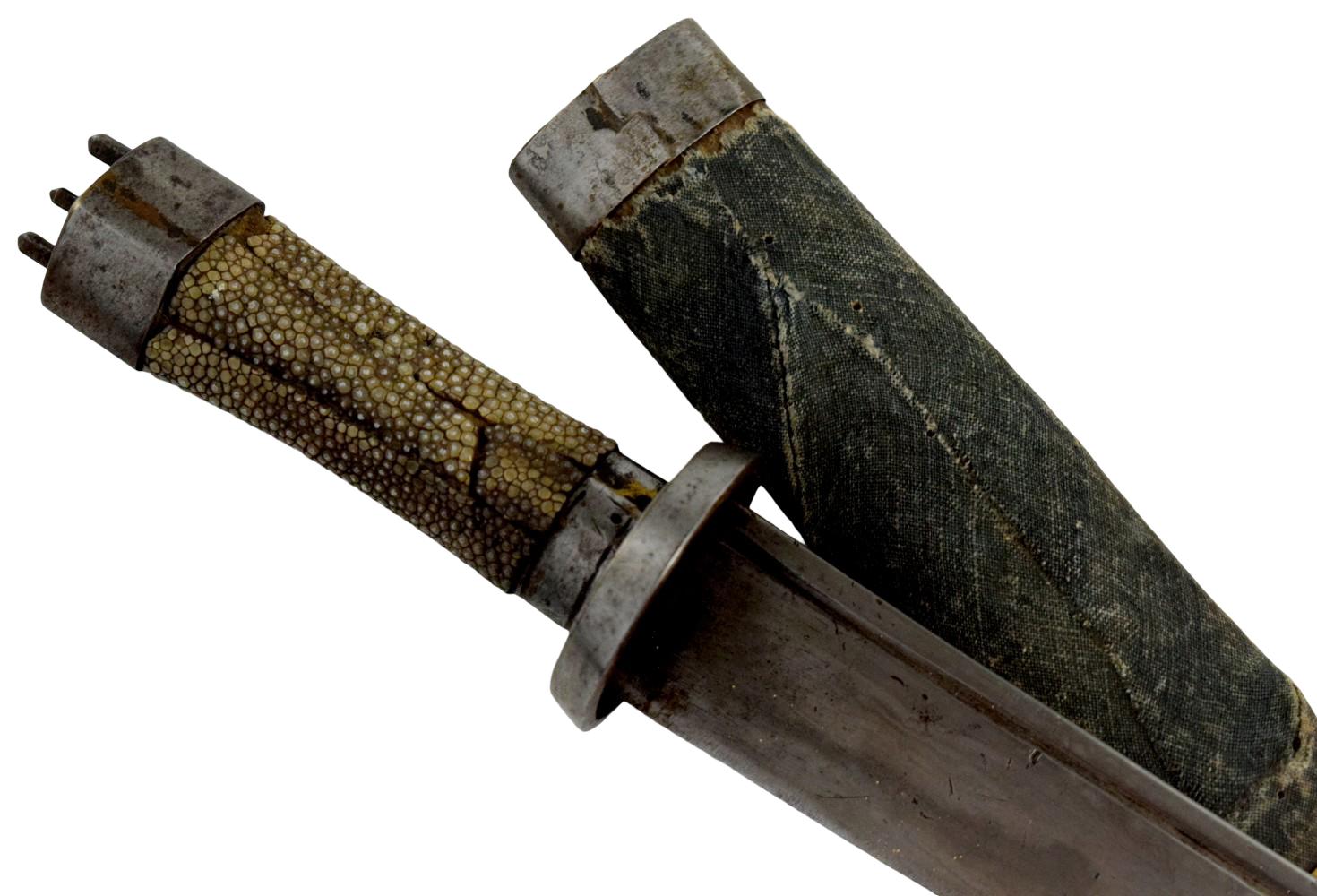 RARE 18thâ19th C. TIBETAN SHORT SWORD WITH ORIGINAL SCABBARD