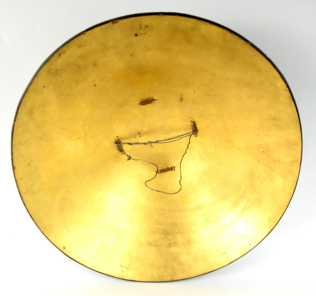 Nice Antique Japanese Samurai JINGASA Hat Helmet of Brown & Gold Lacquer. Circa 19th Century