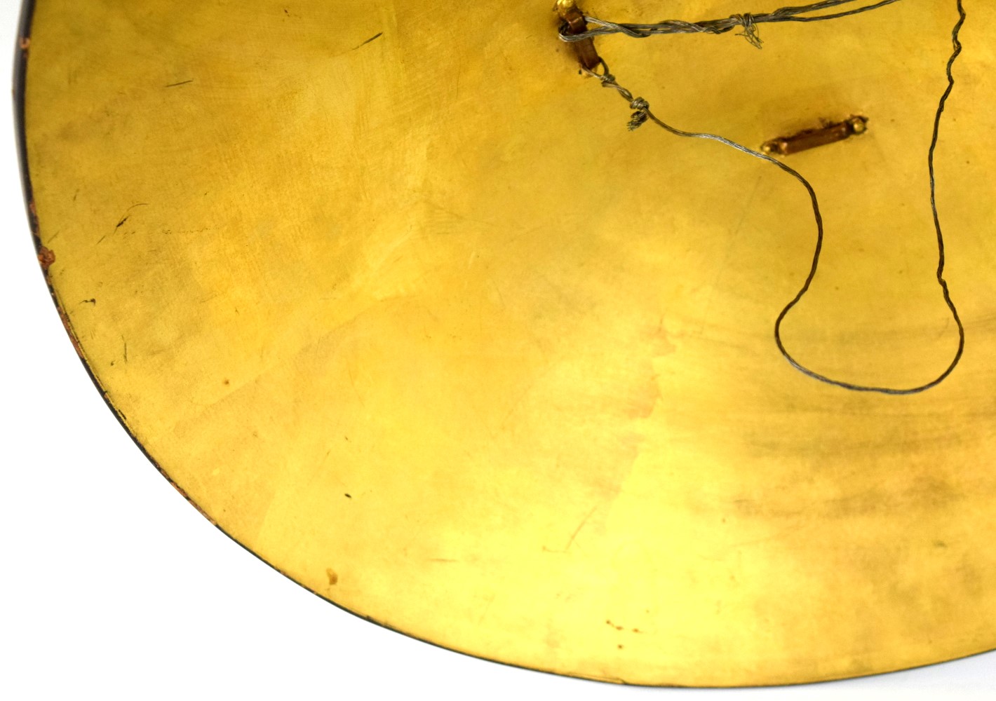 Nice Antique Japanese Samurai JINGASA Hat Helmet of Brown & Gold Lacquer. Circa 19th Century