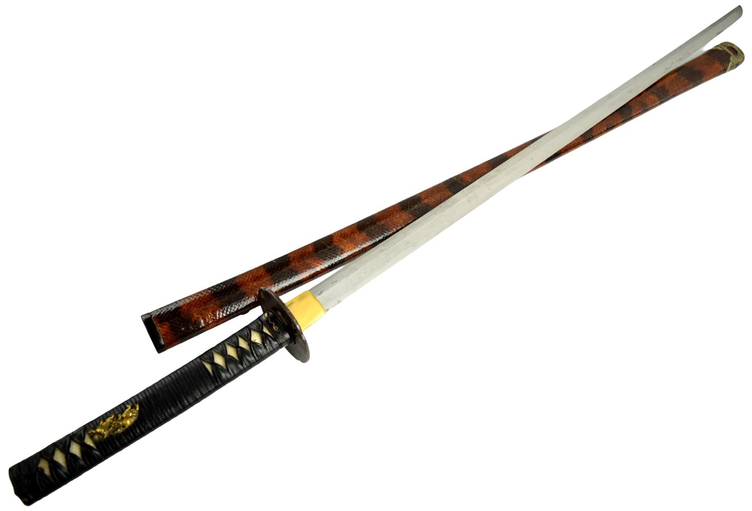 Shinto katana, 30 and 1/2 inch length of cutting edge, exceptional condition blade and mounts. Signed Heianjo Fujiwara Nobuyoshi.