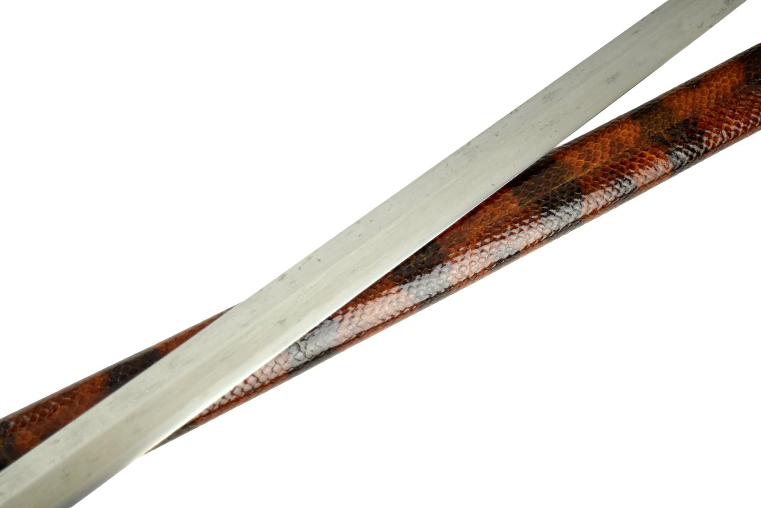 Shinto katana, 30 and 1/2 inch length of cutting edge, exceptional condition blade and mounts. Signed Heianjo Fujiwara Nobuyoshi.