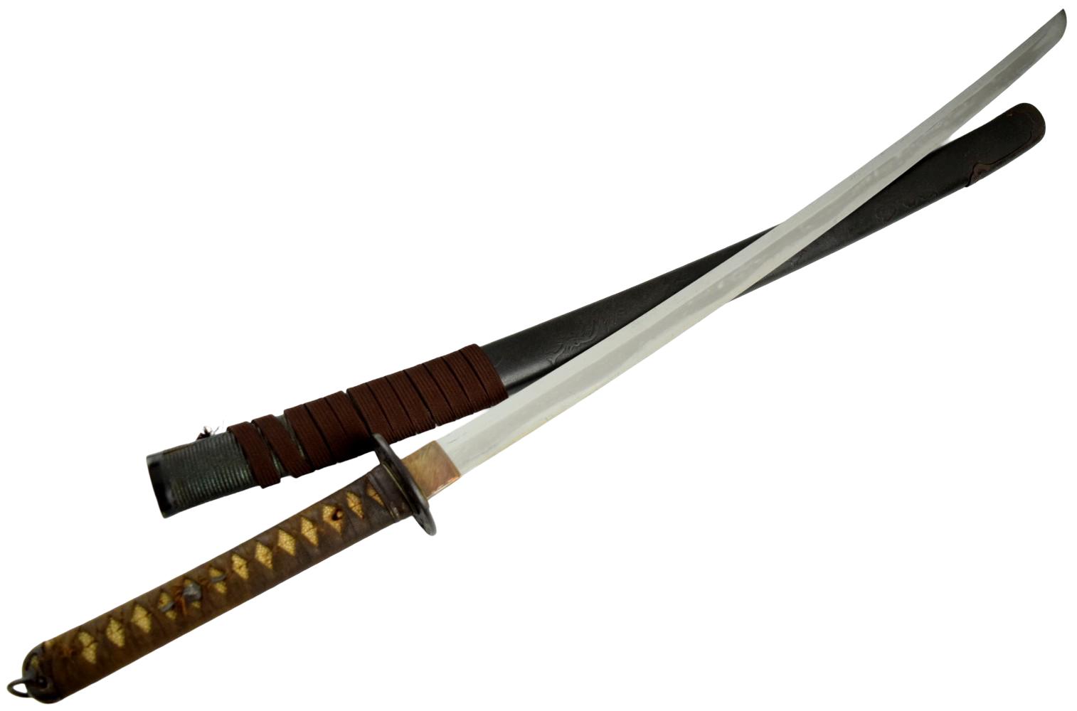 Shinto katana, 27 and 1/2 inch length of cutting edge, signed Ganmaku, ca. late 1500âs.