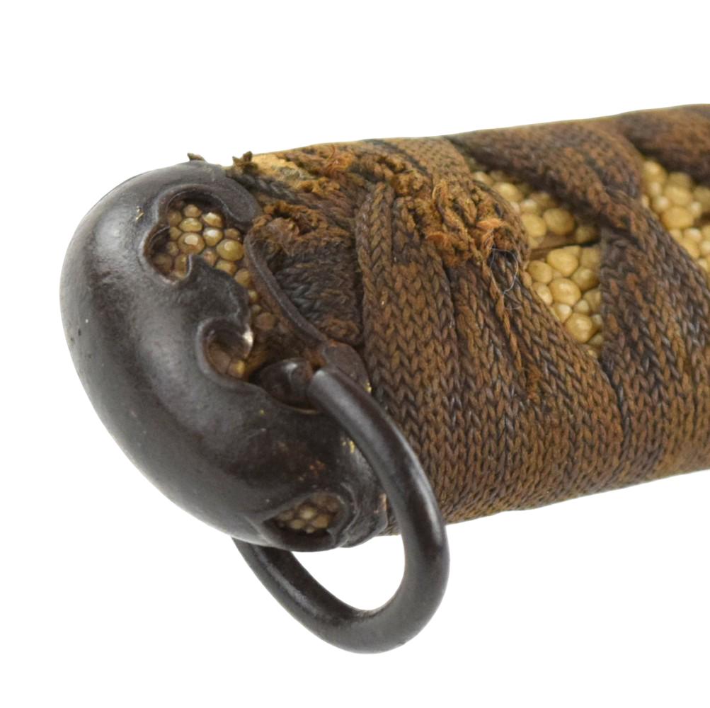 Shinto katana, 27 and 1/2 inch length of cutting edge, signed Ganmaku, ca. late 1500âs.