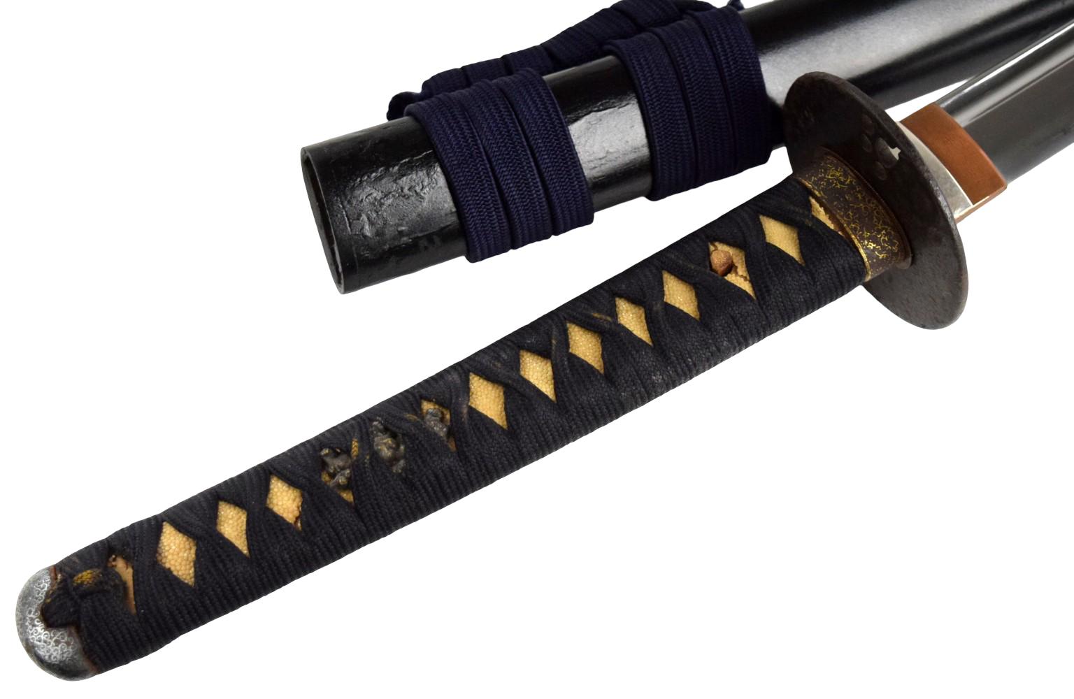 Shinto katana, 26 and 1/2 inch length of cutting edge. A powerfully shaped katana with a rare cutting test. The blade is signed Echizen Koku