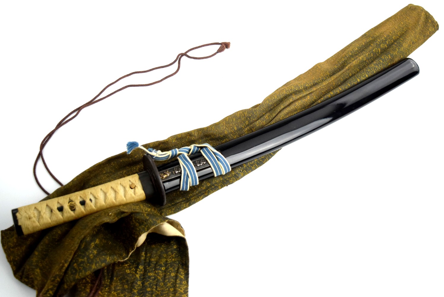 Nice Edo Period Japanese Samurai Wakizashi Sword, Mumei Koto or Shinto Blade, Nice Mounts, Wild Hamon Temper Line.