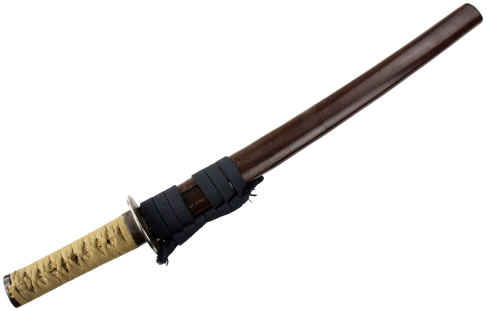 Antique Japanese Samurai Wakizashi Sword Dagger With Nice Mounts, Carp Fish Menukies & Mumei Koto Or Shinto Era Blade. Signed Tsuba.