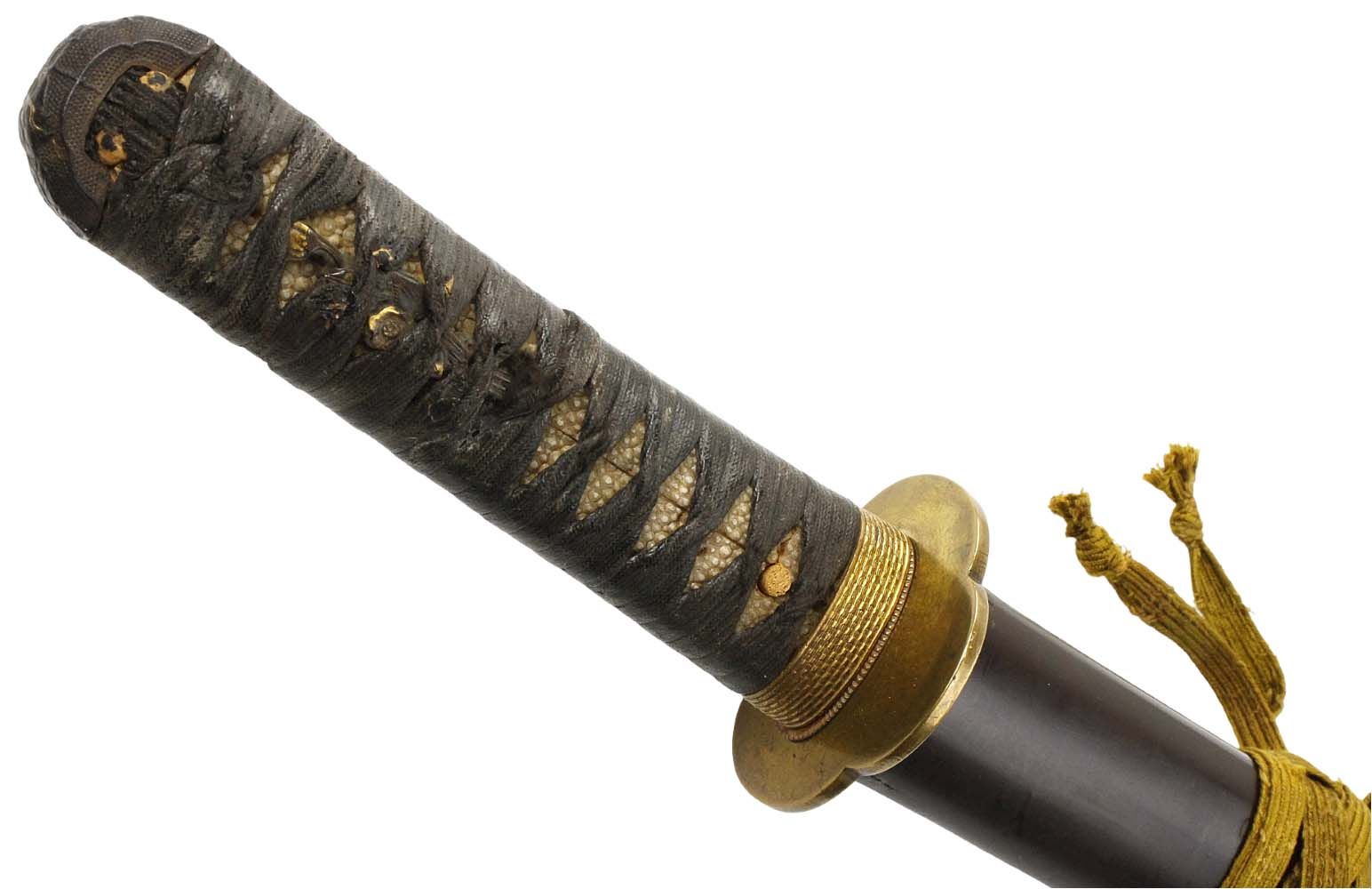Very Nicely Mounted Antique Japanese Samurai Wakizashi Sword Dagger, Gold Inlaid & Gilt Mounts, Mumei Koto Or Shinto Blade.