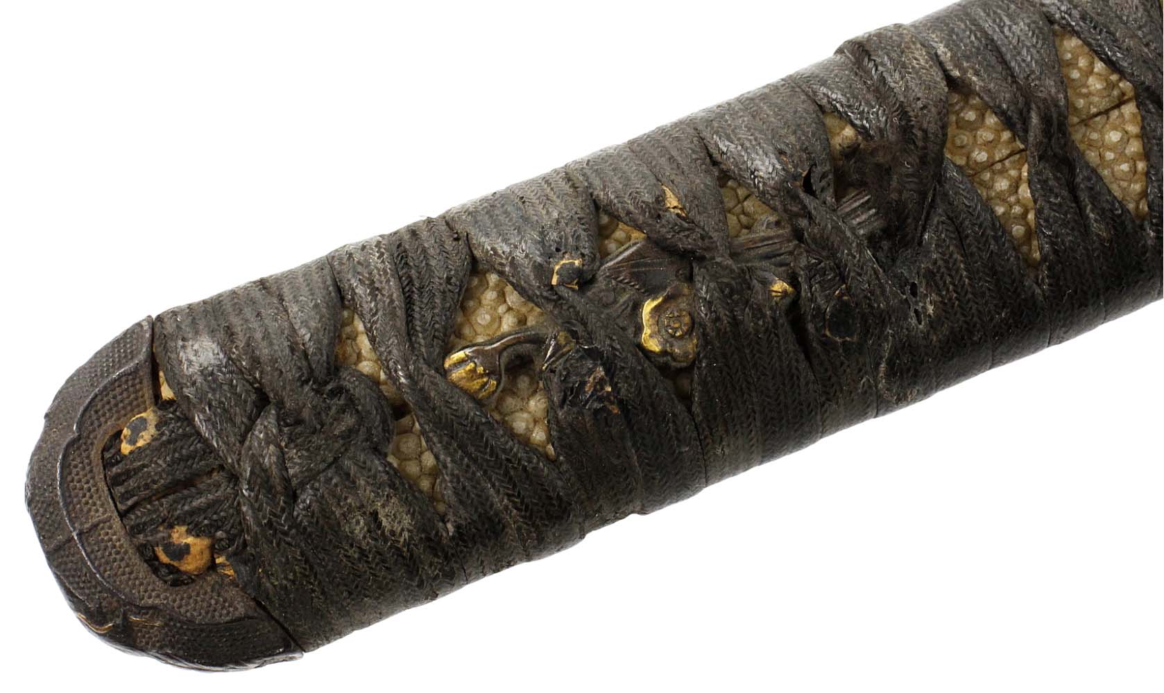 Very Nicely Mounted Antique Japanese Samurai Wakizashi Sword Dagger, Gold Inlaid & Gilt Mounts, Mumei Koto Or Shinto Blade.