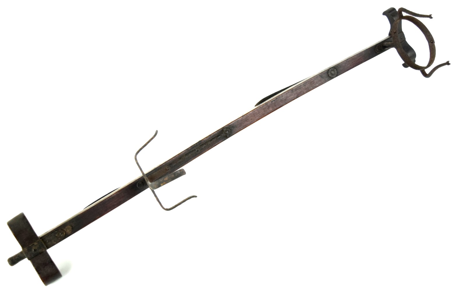 Rare 18th-19th C. Japanese Samurai YEBIRA-FUREMU Iron & Wood Arrow Quiver Carrier Worn at the Waist in Battle.