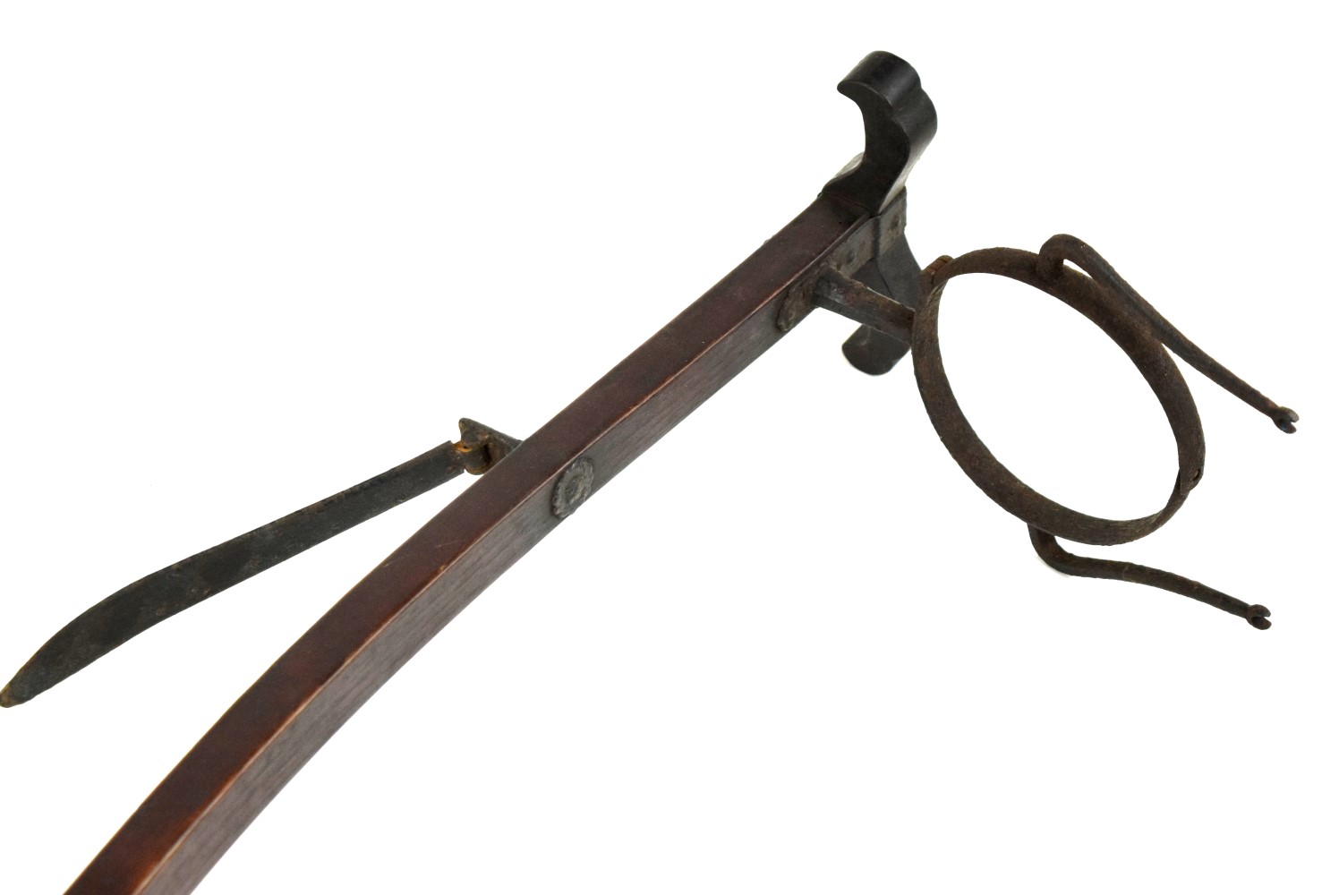 Rare 18th-19th C. Japanese Samurai YEBIRA-FUREMU Iron & Wood Arrow Quiver Carrier Worn at the Waist in Battle.
