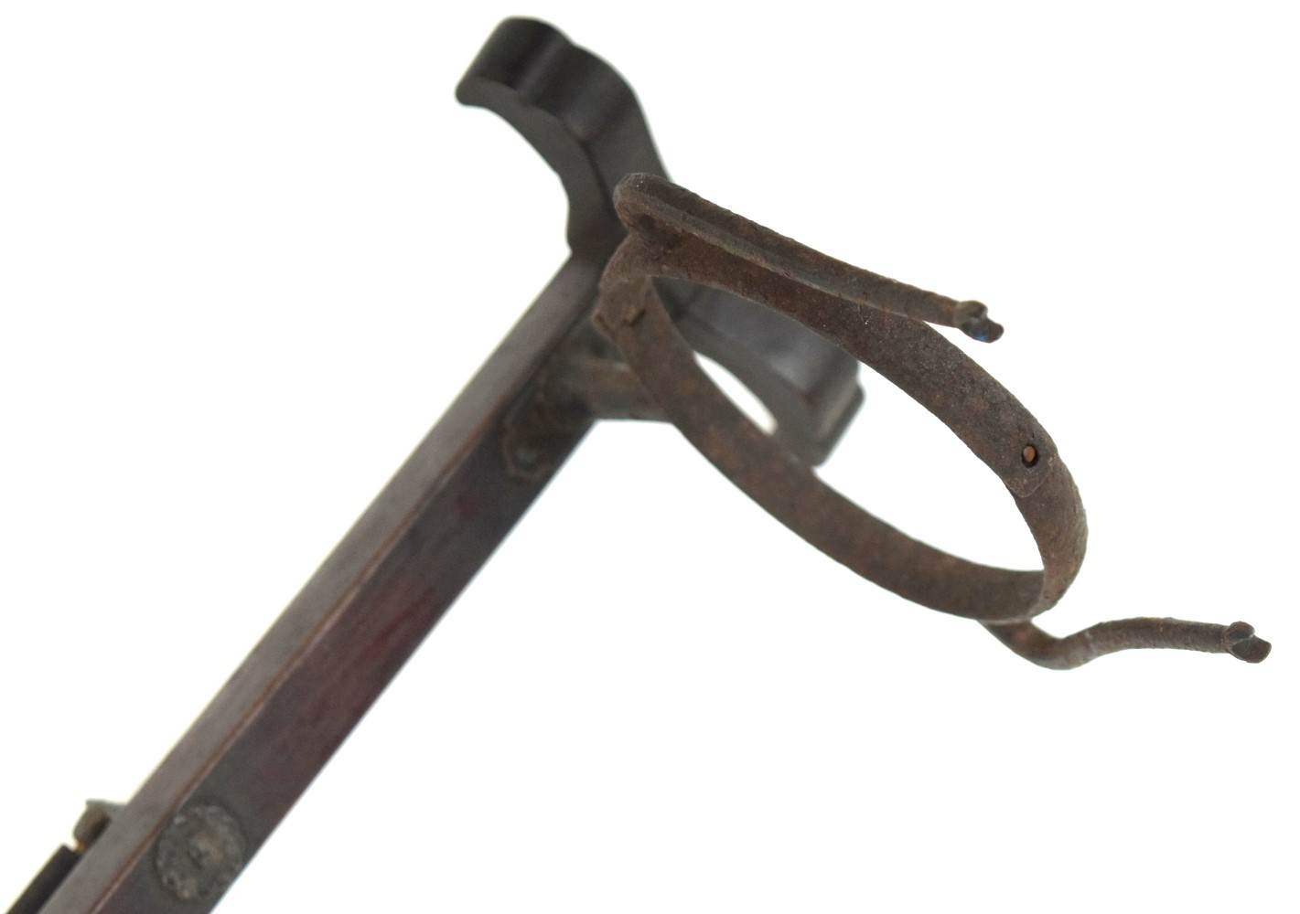 Rare 18th-19th C. Japanese Samurai YEBIRA-FUREMU Iron & Wood Arrow Quiver Carrier Worn at the Waist in Battle.