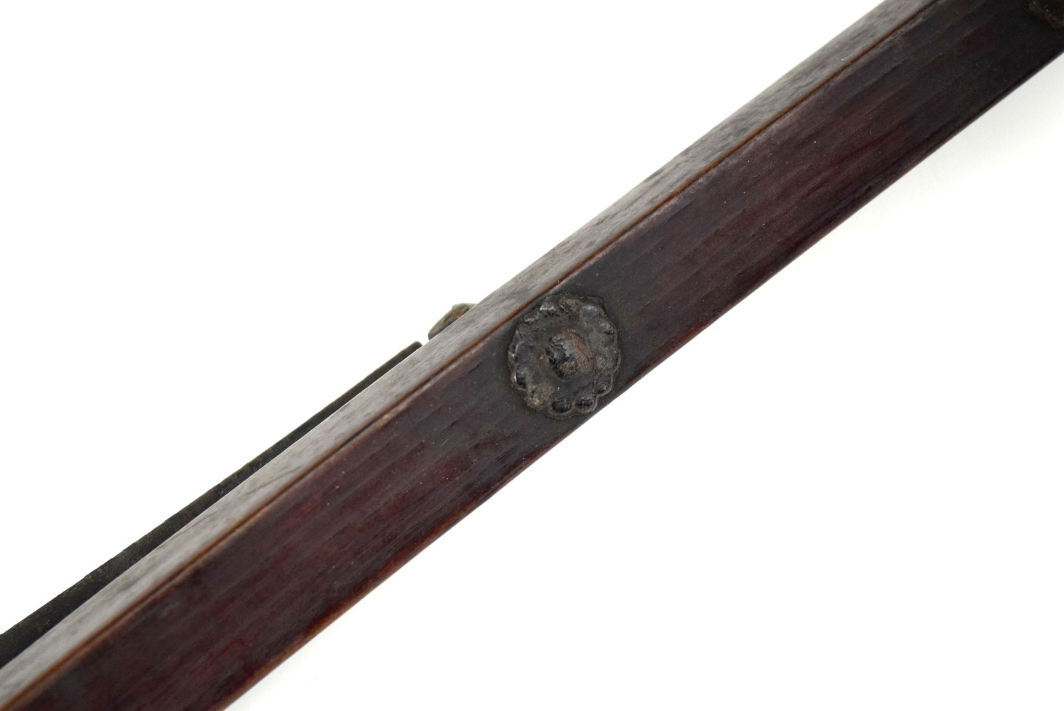Rare 18th-19th C. Japanese Samurai YEBIRA-FUREMU Iron & Wood Arrow Quiver Carrier Worn at the Waist in Battle.