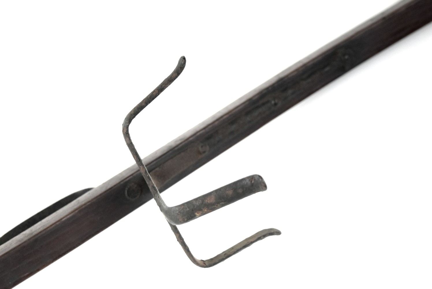 Rare 18th-19th C. Japanese Samurai YEBIRA-FUREMU Iron & Wood Arrow Quiver Carrier Worn at the Waist in Battle.
