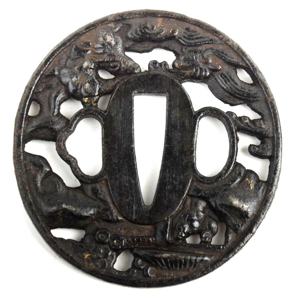 Antique Japanese TSUBA, a Samurai Sword / Dagger Guard.