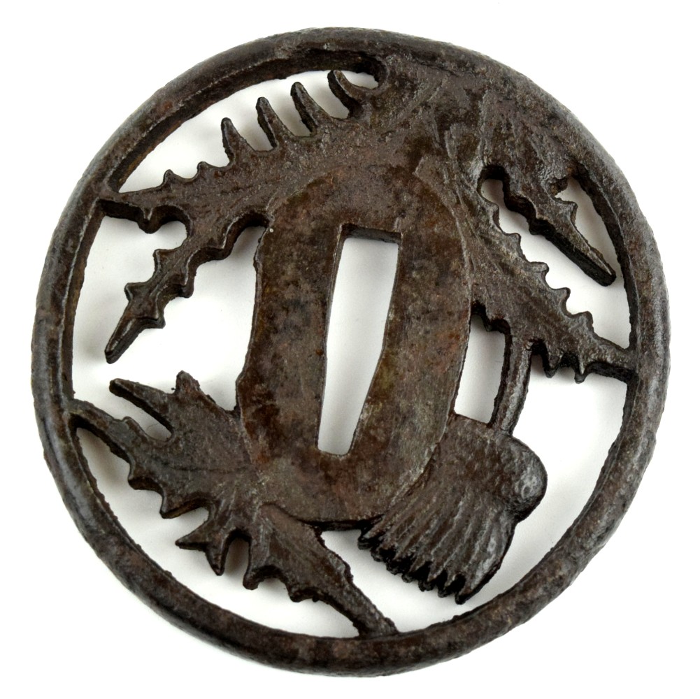 Antique Japanese TSUBA, a Samurai Sword / Dagger Guard.