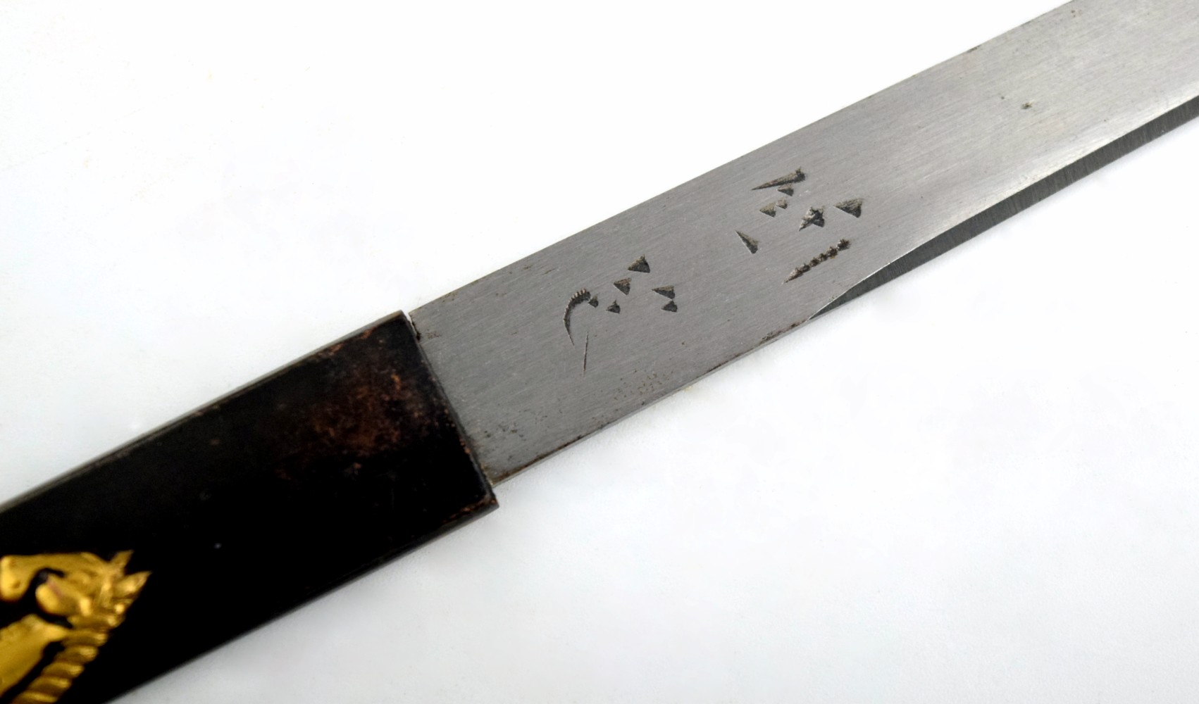 Antique Japanese KOZUKA Knife with Horses, for a Samurai Sword / Dagger.