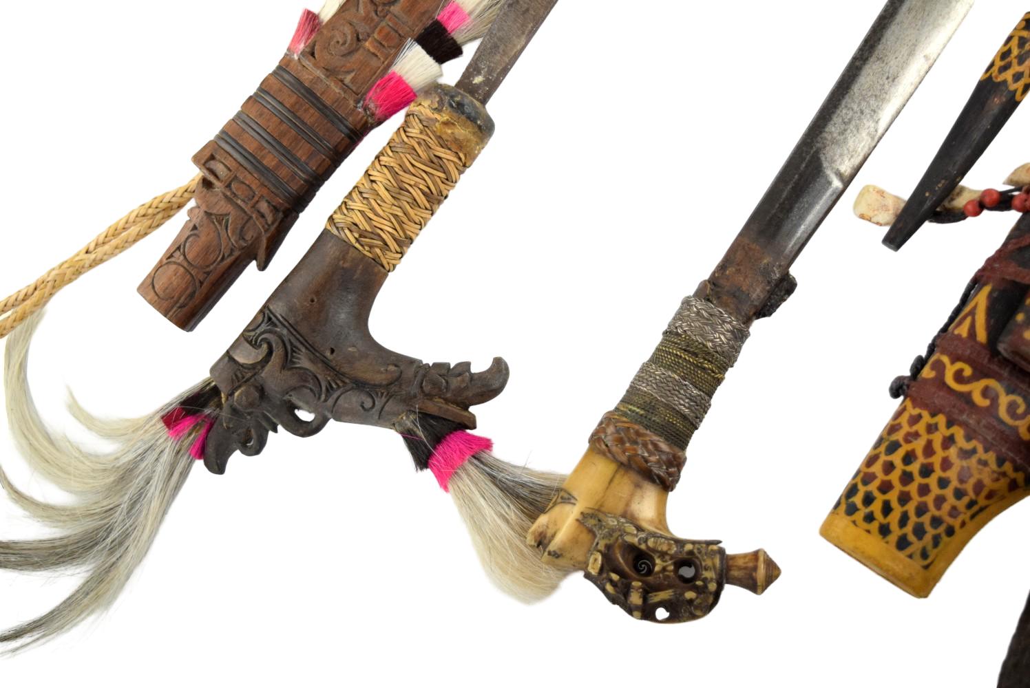 LOT OF 3 ANTIQUE DAYAK HEADHUNTER SWORDS, BORNEO