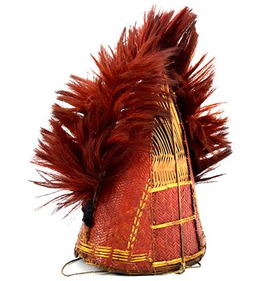 Rare 19th C. Indonesian Borneo DAYAK Headhunter's Hat Helmet. Regular Adult Size. For 