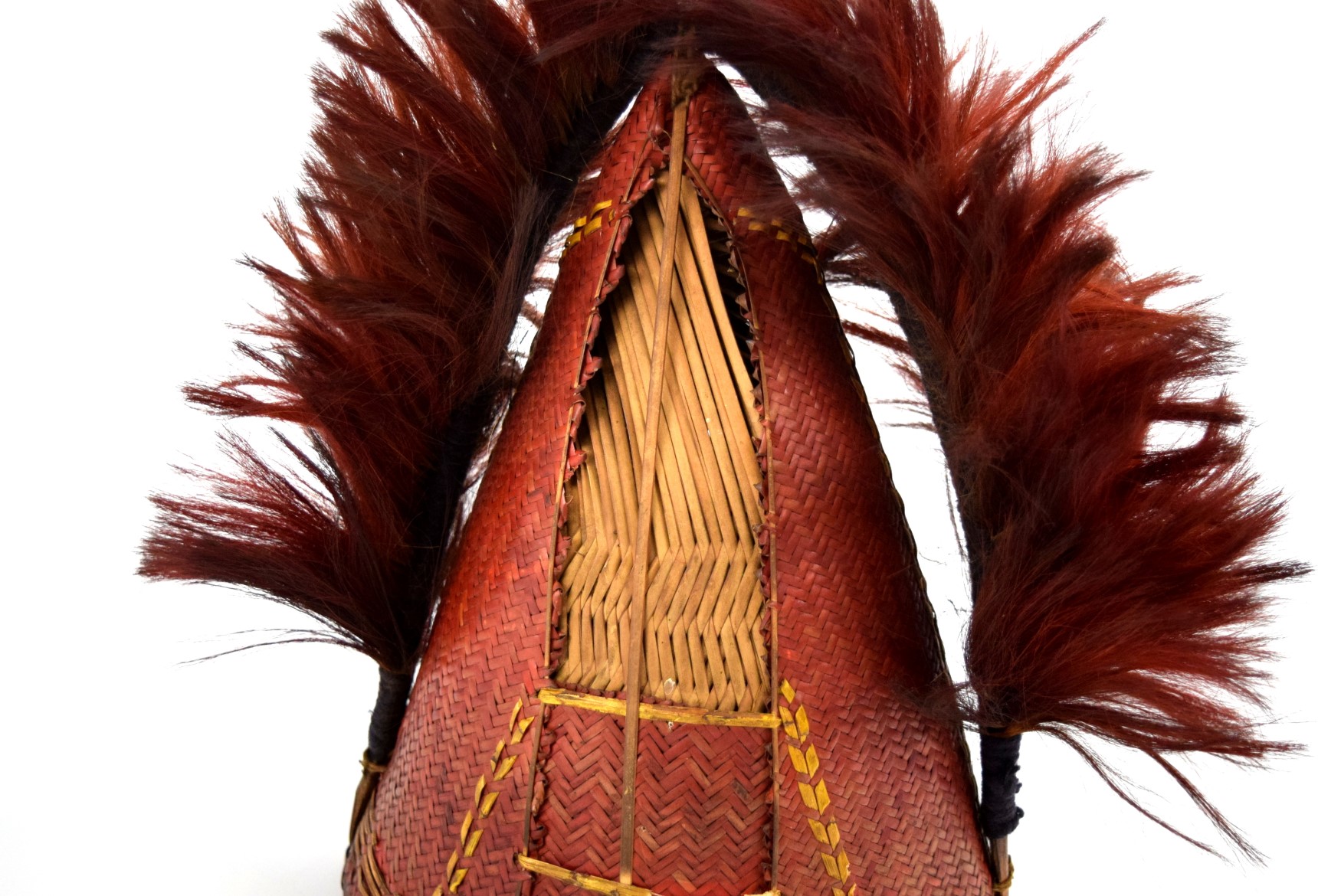 Rare 19th C. Indonesian Borneo DAYAK Headhunter's Hat Helmet