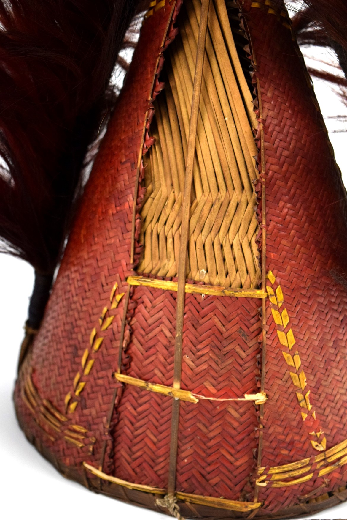 Rare 19th C. Indonesian Borneo DAYAK Headhunter's Hat Helmet