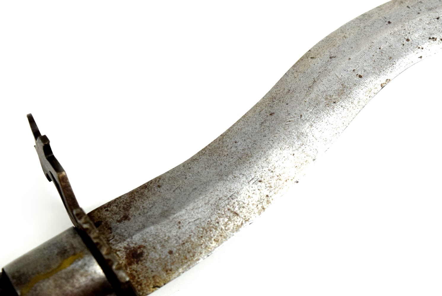 Large 19th C. Asian Philippine or Indonesian Fighting Dagger Short Sword with Strong Wavy Blade & Large Gazelle Horn Grip.
