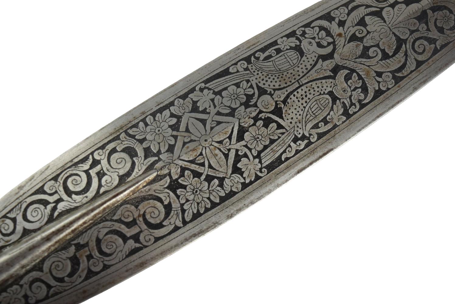 Rare Antique Burmese Silver-Inlaid Spearhead, late 19th Century