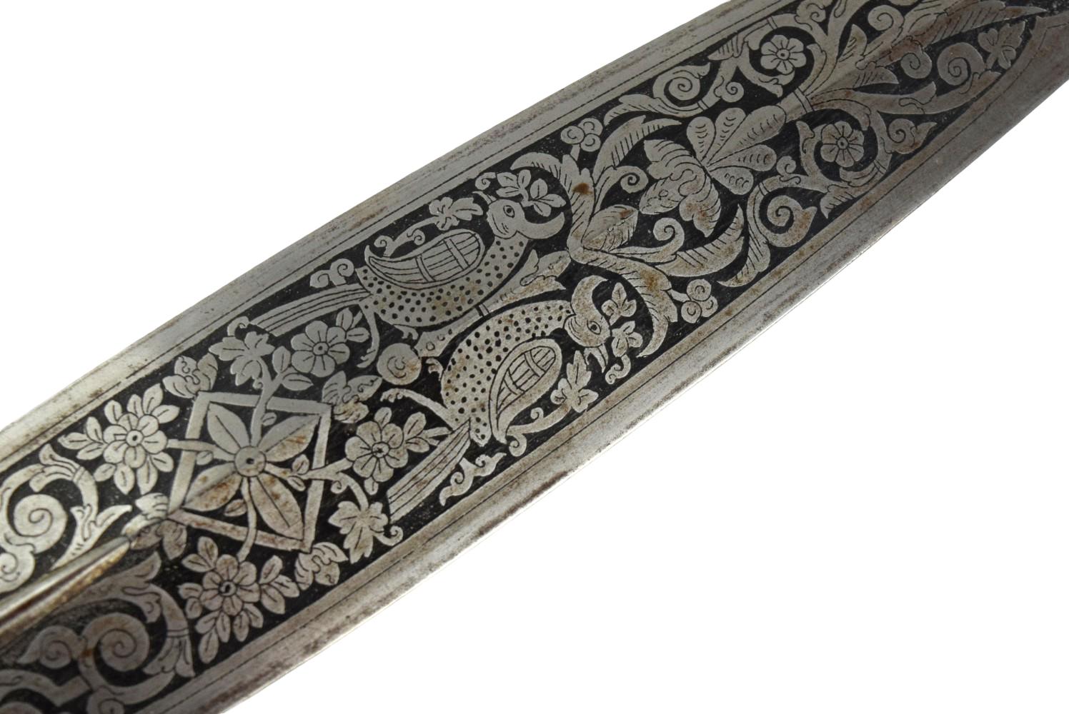 Rare Antique Burmese Silver-Inlaid Spearhead, late 19th Century