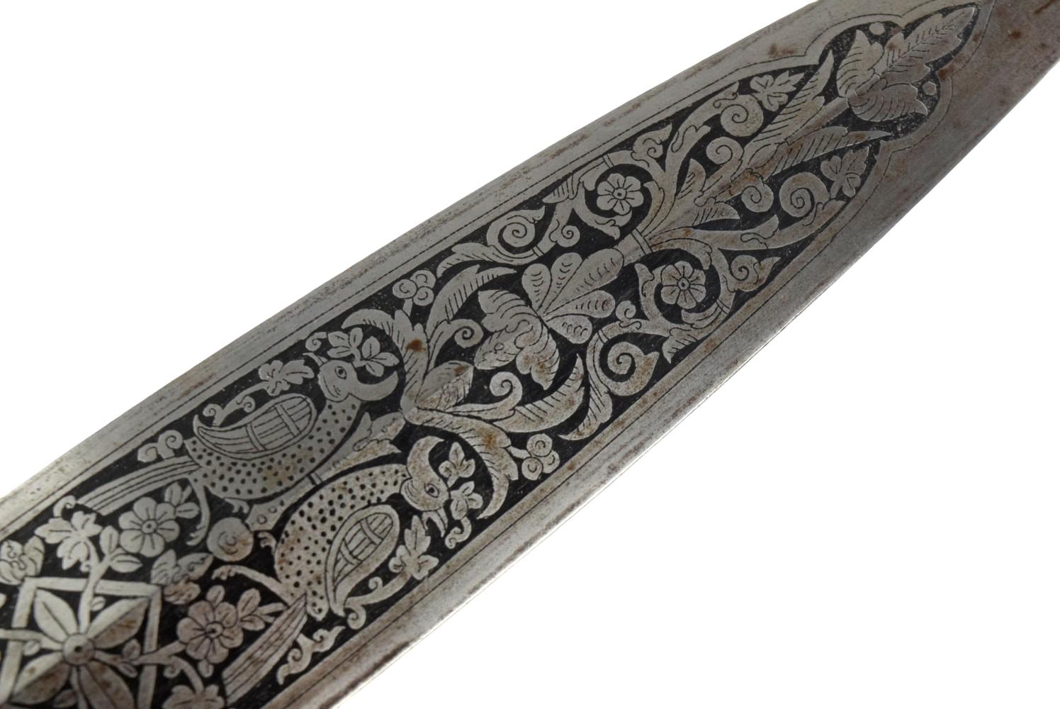 Rare Antique Burmese Silver-Inlaid Spearhead, late 19th Century