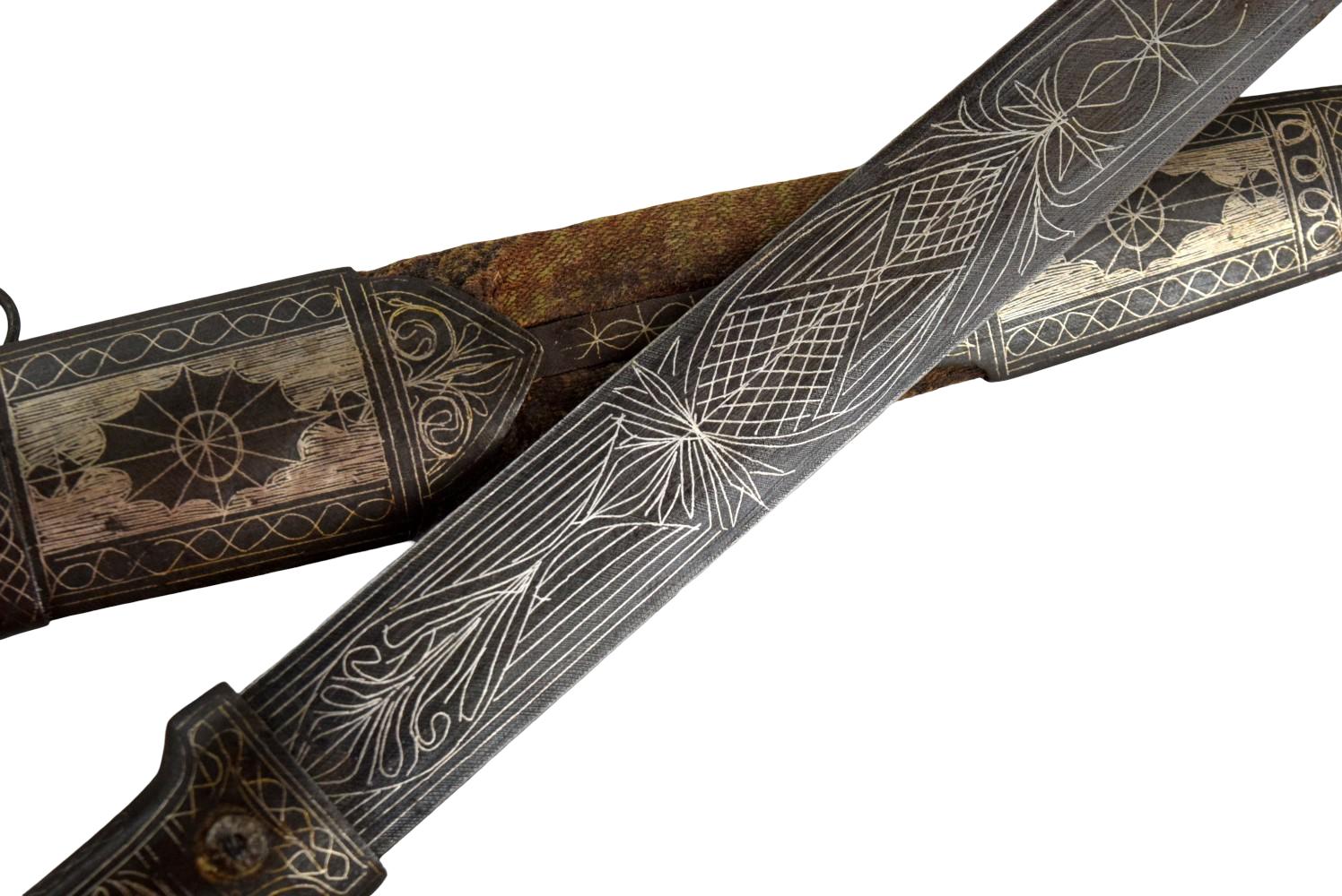 19th Century Ottoman Balkan Islamic Dagger with Engraved Blade and Scabbard