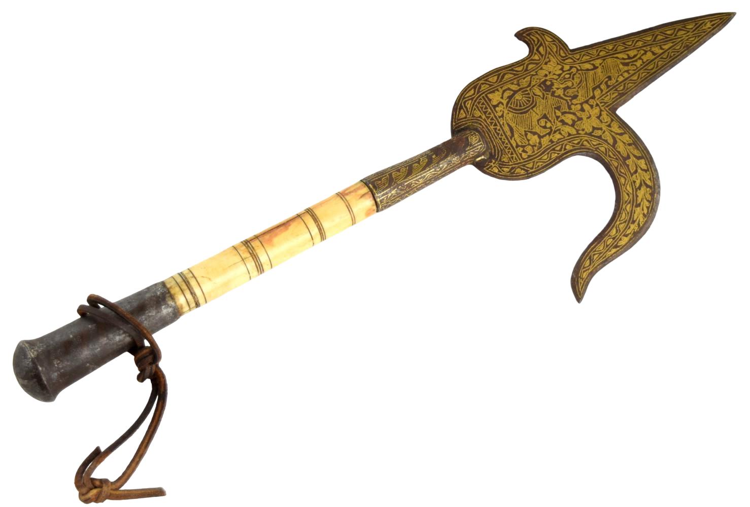 Ornate 19th Century Indian Ankus Elephant Goad with Gilded Decoration