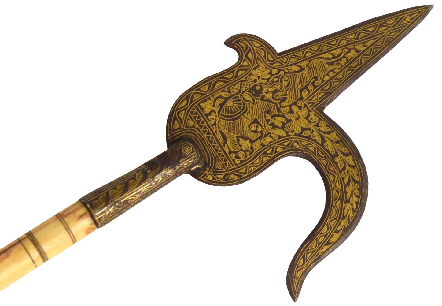 Ornate 19th Century Indian Ankus Elephant Goad with Gilded Decoration