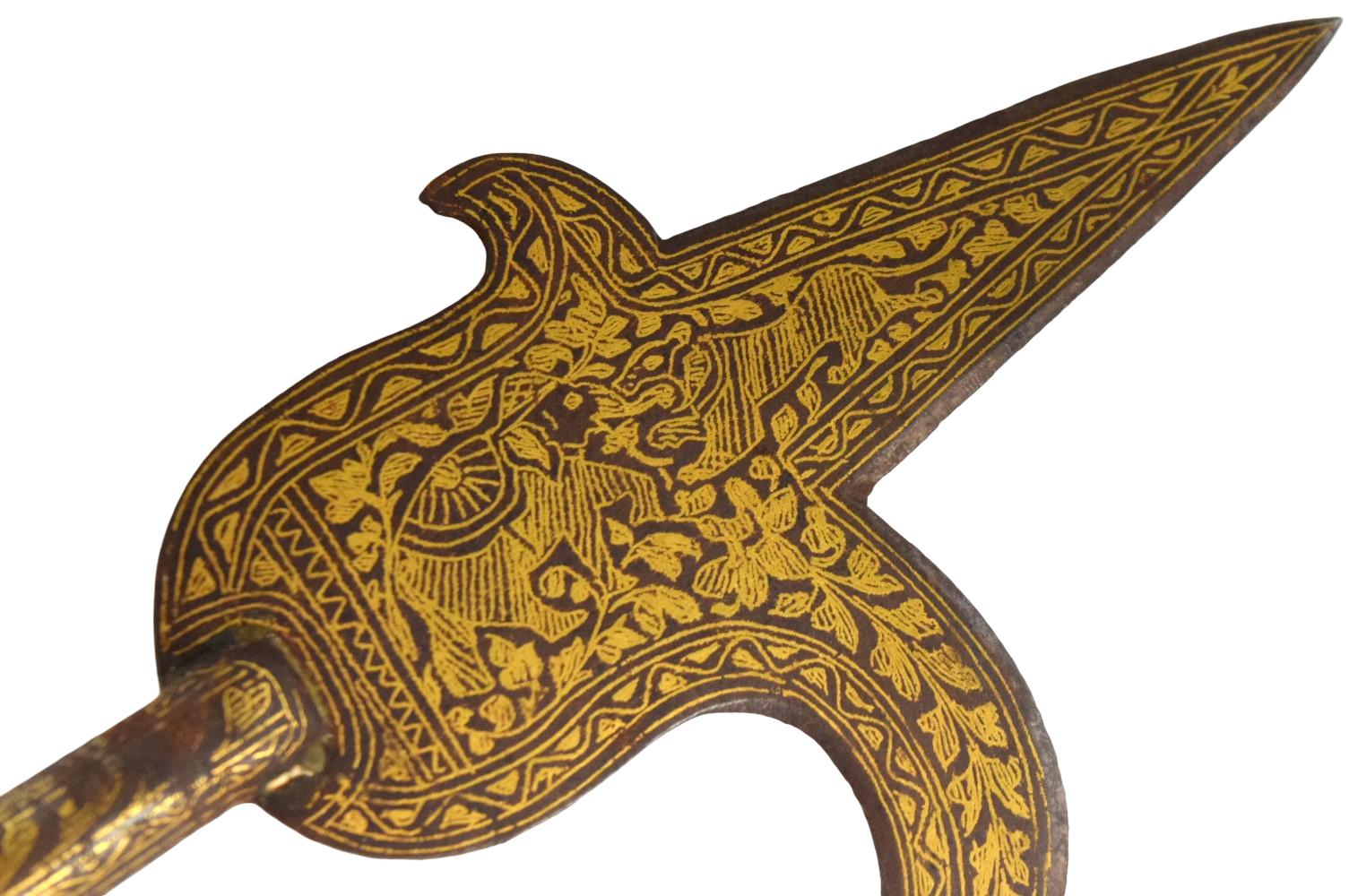 Ornate 19th Century Indian Ankus Elephant Goad with Gilded Decoration