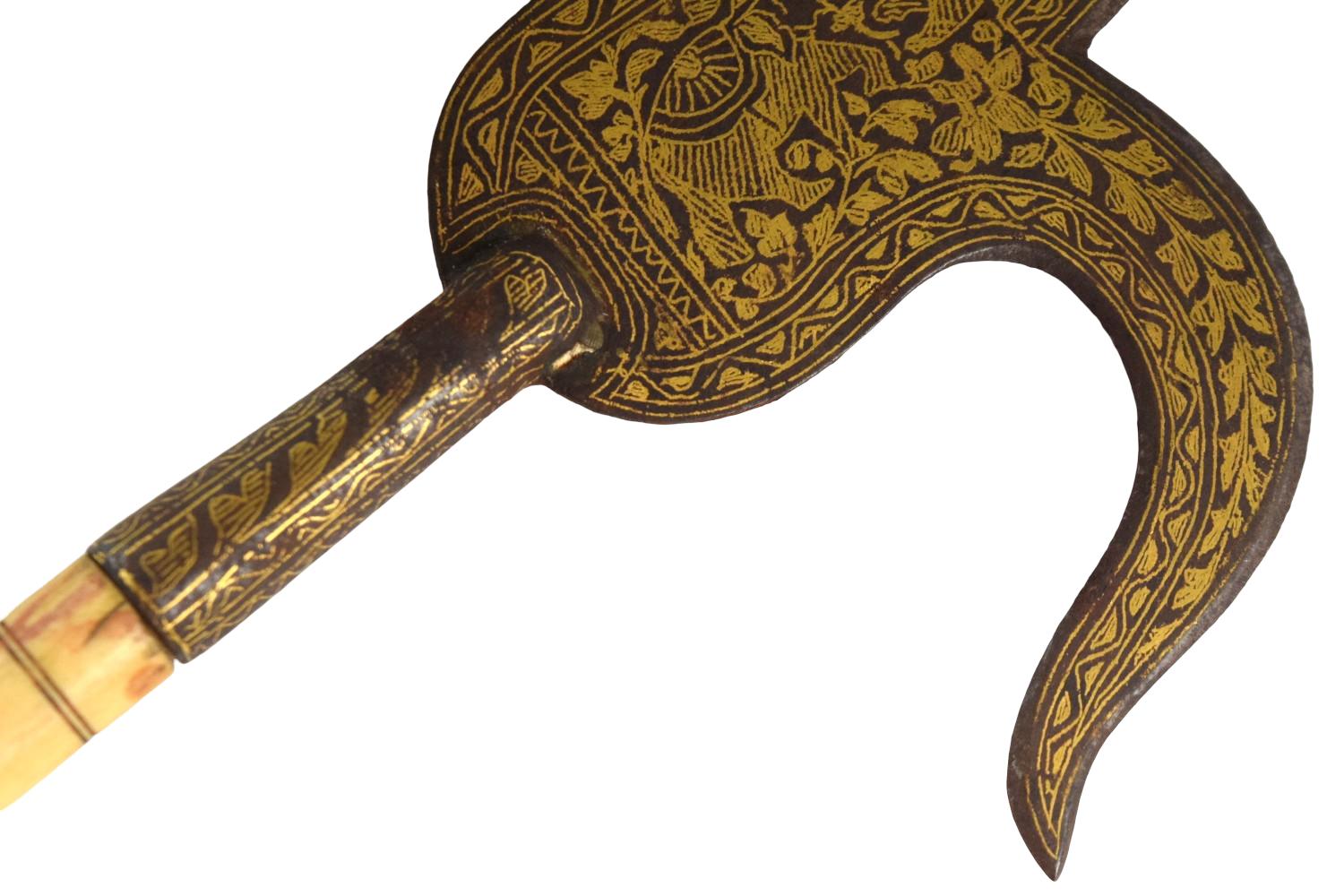 Ornate 19th Century Indian Ankus Elephant Goad with Gilded Decoration