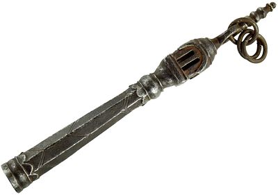 Antique Indian / Himalayan Buddhist Khakkhara Ritual Staff Finial with Rings, 18th Century. An 