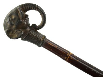 Bamboo Walking Stick With Elephant Head Handle. Japanese bamboo walking stick with elephant head 
